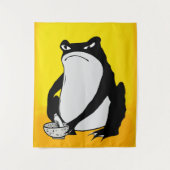 松本ほじ日本の寺Grumpy Frogスケッチアート タペストリー (正面)