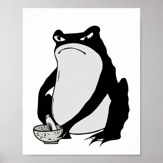 松本ほじ日本の寺Grumpy Frogスケッチアート ポスター (正面)