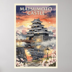 松本城 日本 ヴィンテージ トラベル ポスター