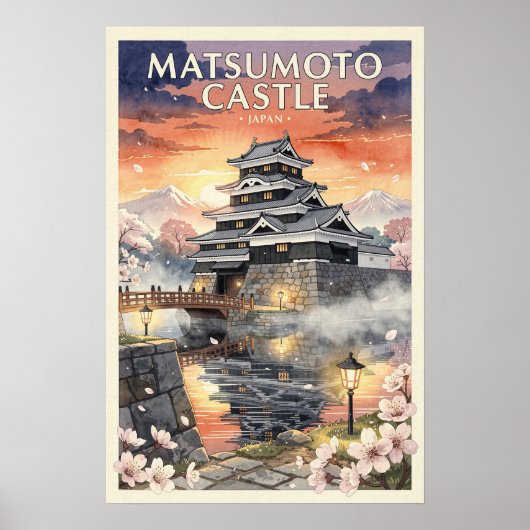 松本城 日本 ヴィンテージ トラベル ポスター (正面)