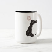 松本寺おもしろい悲しい不機嫌なカエルのマグカップ ツートーンマグカップ (正面右)