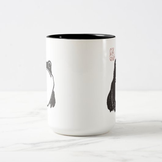 松本寺おもしろい悲しい不機嫌なカエルのマグカップ ツートーンマグカップ (中央)