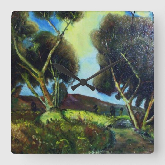 松材 スクエア壁時計 (正面)