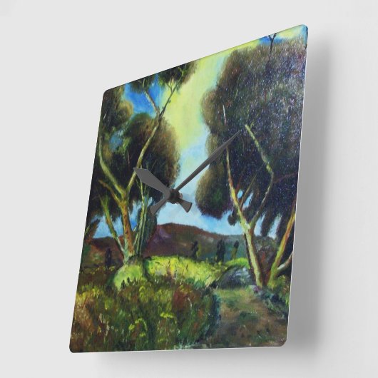 松材 スクエア壁時計 (傾斜)