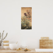 松村呉春ハイビスカスとブルーヘロンの木 ポスター (キッチン)