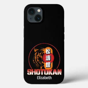 . .松東館空手の虎と日本の漢字の名前 iPhone 13ケース