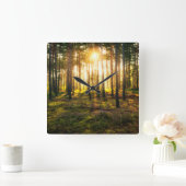 松林に日の光が照る スクエア壁時計 (ホーム)