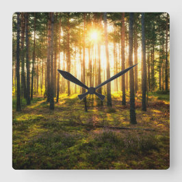 松林に日の光が照る スクエア壁時計