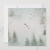 松林のほとりで咲くダスティーローズの水彩画のようなウェディング 招待状 (裏面)