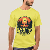 松林のキャンプファイヤーの夜 Tシャツ (正面)
