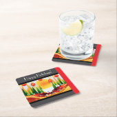 松林の中のホリデーサンシャイン :) スクエアペーパーコースター (インサイチュ)