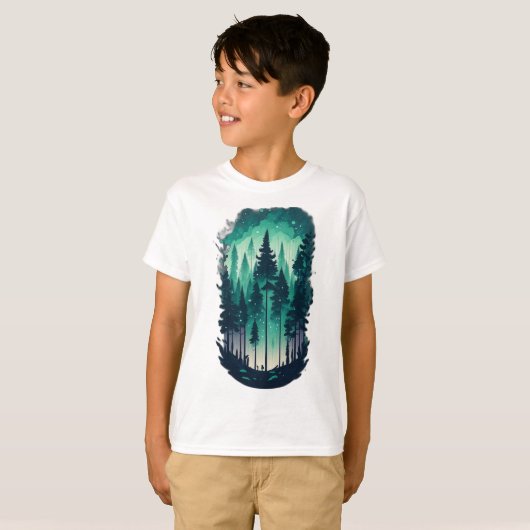 松林の風景の子供 Tシャツ (正面フル)