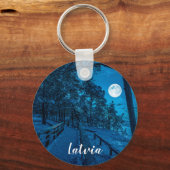 松林を覆った冬の風景 キーホルダー (正面)