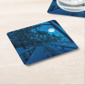 松林を覆った冬の風景 スクエアペーパーコースター (アングル)