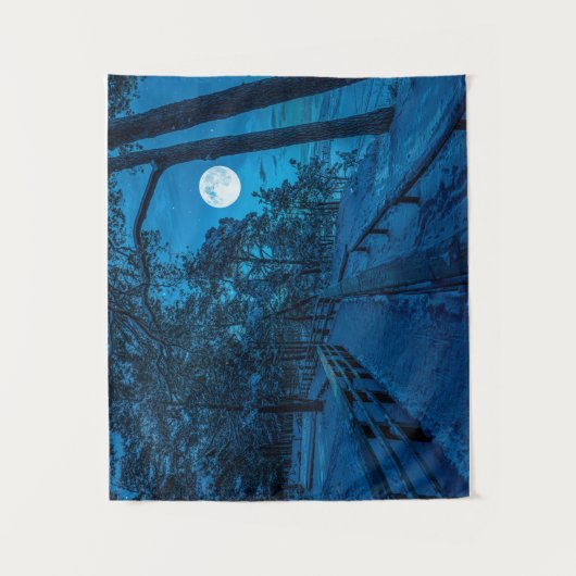 松林を覆った冬の風景 タペストリー (正面)