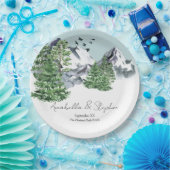 松林雪山水景 ペーパープレート (パーティー)