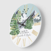 松林雪山水景 ラージ壁時計 (傾斜)