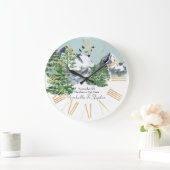 松林雪山水景 ラージ壁時計 (ホーム)