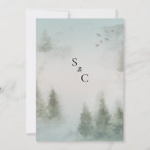 松林 バーガンディ ダスティーローズ 水彩 結婚式 招待状 (裏面)