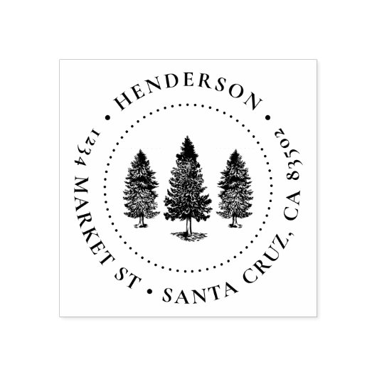 松林 |ファミリー名ラウンド差出人住所 ラバースタンプ (インプリント)