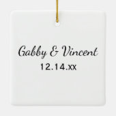 松素朴と赤のレースの冬の結婚森 セラミックオーナメント (裏面)