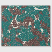 松素朴の実、どんぐり、秋の葉 ラッピングペーパー (フラット)