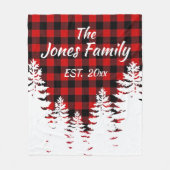 松素朴の木の赤い黒いバッファロー フリースブランケット (正面)