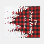 松素朴の木の赤い黒いバッファロー フリースブランケット (正面(横))