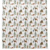 松素朴の鹿の模様 シャワーカーテン (正面)