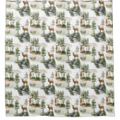 松素朴の鹿の模様 シャワーカーテン (正面)