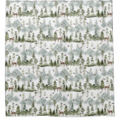 松素朴の鹿の模様 シャワーカーテン (正面)