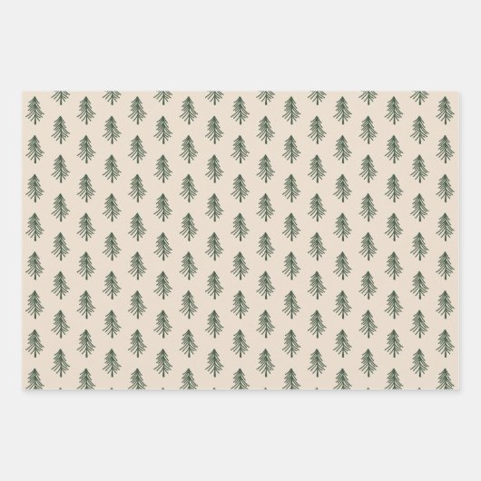 松素朴木と格子縞のクリスマス ラッピングペーパーシート (正面3)