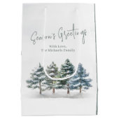 松素朴木のクリスマスパーソナライズされた ミディアムペーパーバッグ (裏面)