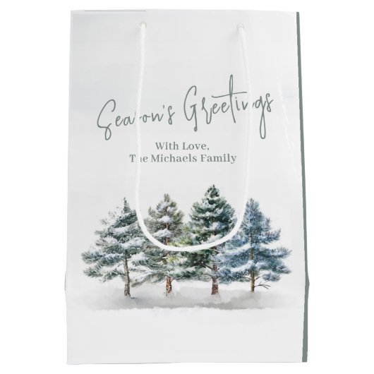 松素朴木のクリスマスパーソナライズされた ミディアムペーパーバッグ (裏面)