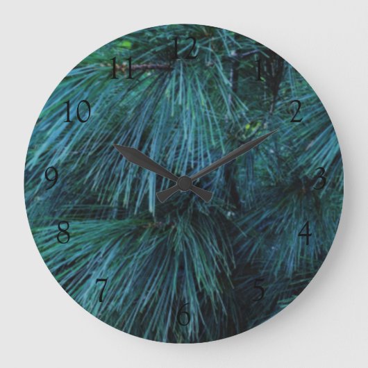 松素朴林の緑常緑樹 ラージ壁時計 (正面)