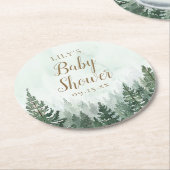 松素朴林の赤ちゃんシャワー ラウンドペーパーコースター (アングル)