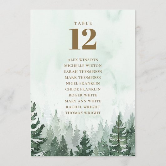 松素朴林テーブル番号座席表 招待状 (裏面)