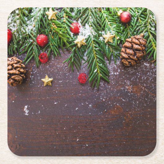 松素朴雪のクリスマステーブル スクエアペーパーコースター (正面)