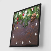 松素朴雪のクリスマステーブル スクエア壁時計 (傾斜)