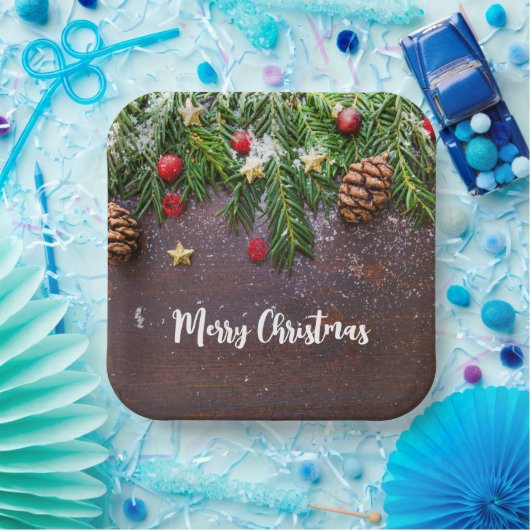 松素朴雪のクリスマステーブル ペーパープレート (パーティー)