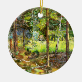 松絵画林の水色 セラミックオーナメント