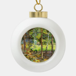 松絵画林の水色 セラミックボールオーナメント