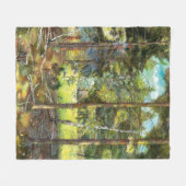 松絵画林の水色 フリースブランケット (正面(横))