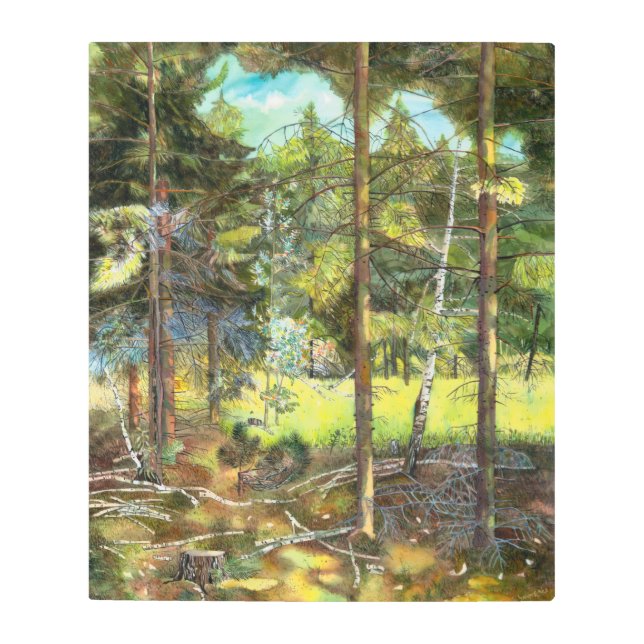 松絵画林の水色 メタルプリント (正面)