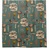 松緑の野生のキノコ シャワーカーテン (正面)