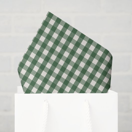 松緑色のギンガムチェックのクリスマス 薄葉紙 (ギフトバッグ)