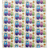 松良香ロシアの人形、ひまわり模様 シャワーカーテン (正面)