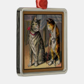 松葉杖でけがをした猫 メタルオーナメント (右)