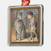 松葉杖でけがをした猫 メタルオーナメント (左)