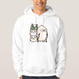 松葉杖のひよこと猫の積み重ね パーカ